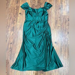 Stacees Dark Green Prom Dress (with slit)